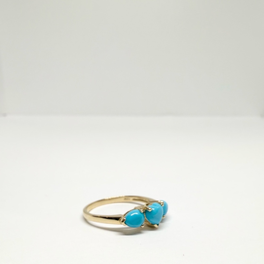 NEW Solid 10K Gold Natural Turquoise Ring - Picture 5 of 6